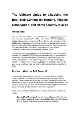 The Ultimate Guide to Choosing the Best Trail Camera for Hunting, Wildlife Obser