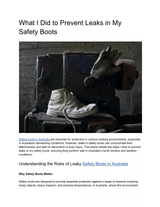 What I Did to Prevent Leaks in My Safety Boots
