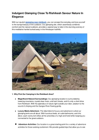 Indulgent Glamping Close To Rishikesh  Savour Nature In Elegance