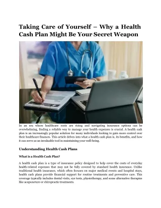 Taking Care of Yourself – Why a Health Cash Plan Might Be Your Secret Weapon