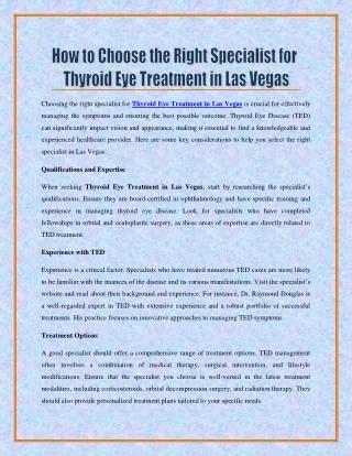 How to Choose the Right Specialist for Thyroid Eye Treatment in Las Vegas