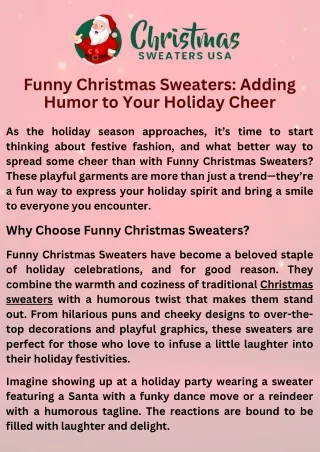 Funny Christmas Sweaters: Adding Humor to Your Holiday Cheer