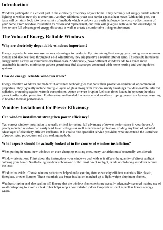 The Effect of Windows on Electricity Efficiency in Your Home