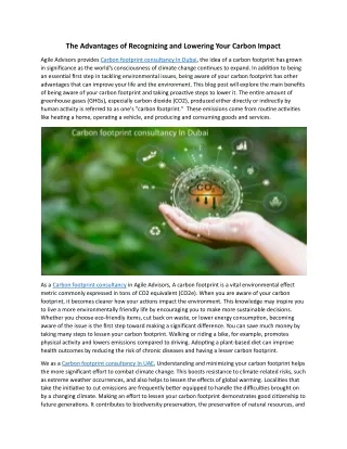 The Advantages of Recognizing and Lowering Your Carbon Impact