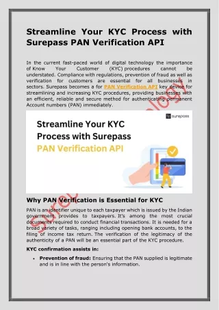 Streamline Your KYC Process with Surepass PAN Verification API