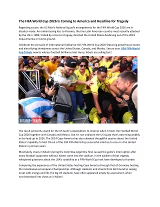 The FIFA World Cup 2026 Is Coming to America and Headline for Tragedy