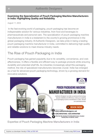 Leading Indian manufacturers' innovations in pouch packaging machines