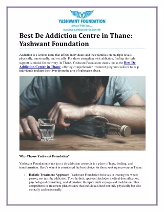 Best De Addiction Centre in Thane: Your Path to Recovery Starts Here