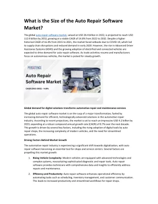 What is the Size of the Auto Repair Software Market?