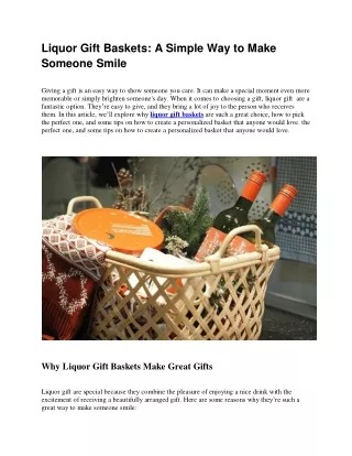 Liquor Gift Baskets A Simple Way to Make Someone Smile