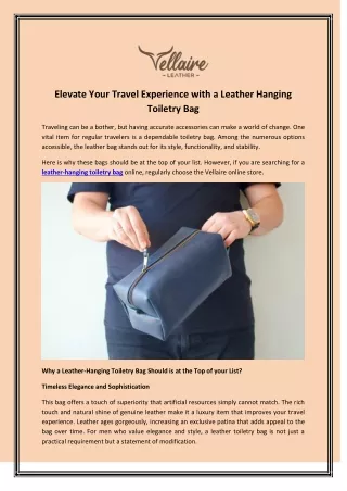 Elevate Your Travel Experience with a Leather Hanging Toiletry Bag