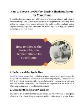 How to Choose the Perfect Marble Elephant Statue for Your Home