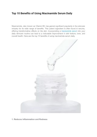 Top 10 Benefits of Using Niacinamide Serum Daily