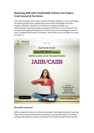 Mastering JAIIB with CrackGradeB Previous Year Papers, Crash Courses & Test Series