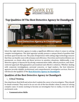 Top Qualities Of The Best Detective Agency In Chandigarh