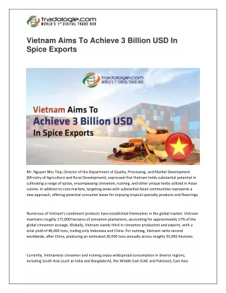 Vietnam Aims To Achieve 3 Billion USD In Spice Exports