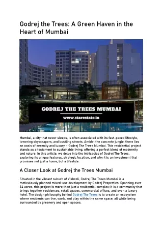 Godrej The Trees | Property For Sale In Mumbai