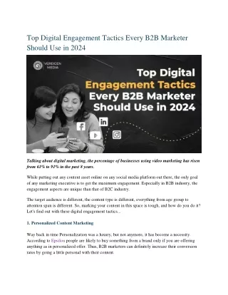 Top Digital Engagement Tactics Every B2B Marketer Should Use in 2024