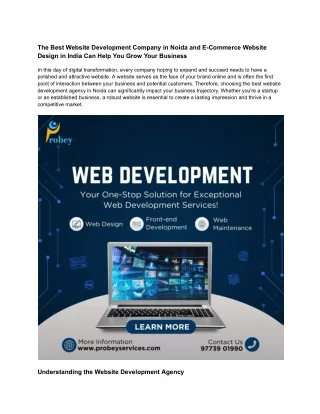 The Best Website Development Company in Noida and E-Commerce Website Design in India Can Help You Grow Your Business