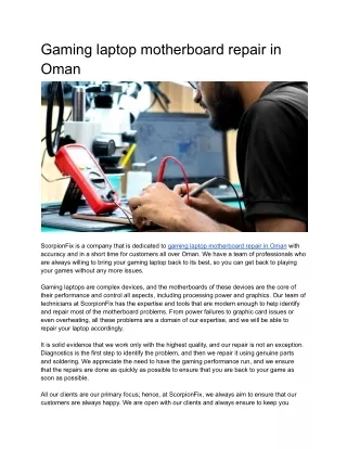 Gaming laptop motherboard repair in Oman