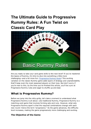 The Ultimate Guide to Progressive Rummy Rules_ A Fun Twist on Classic Card Play