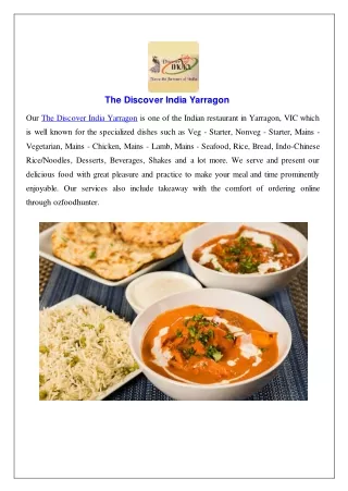 Get Upto $5 Offer at The Discover India Yarragon - Order Now!!