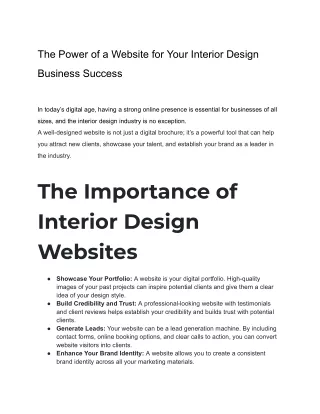 The Power of a Website for Your Interior Design Business Success