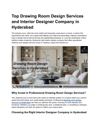 Top Drawing Room Design Services and Interior Designer Company in Hyderabad