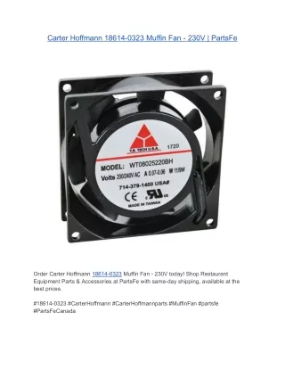 Carter Hoffmann 18614-0323 Muffin Fan - 230V | PartsFe