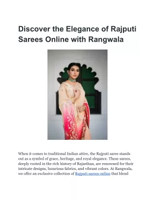 Discover the Elegance of Rajputi  Sarees Online with Rangwala