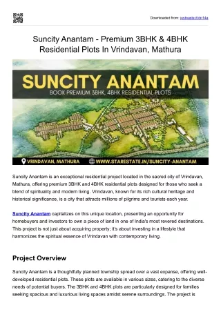 Suncity Anantam - Premium 3BHK & 4BHK Residential Plots In Vrindavan, Mathura