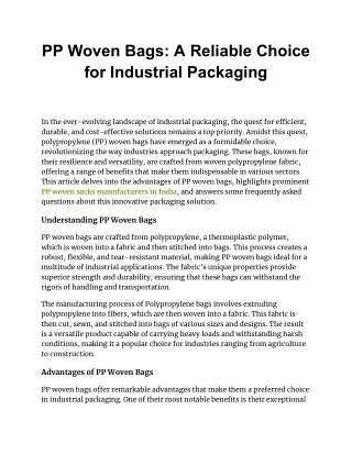 The Reusable Revolution: How PP Woven Bags Are Changing Packaging