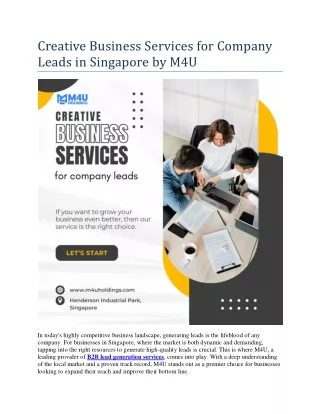 Creative Business Services for Company Leads in Singapore by M4U