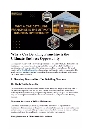 Why a Car Detailing Franchise is the Ultimate Business Opportunity