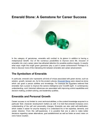 Emerald Stone_ A Gemstone for Career Success