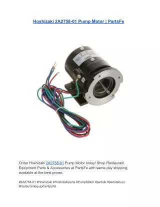 Hoshizaki 2A2758-01 Pump Motor  PartsFe