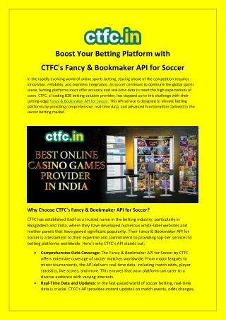 CTFC: The Best Online Casino Games Provider in India