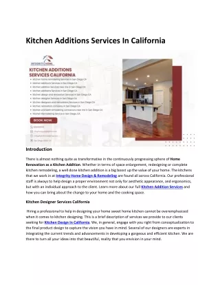 Kitchen Additions Services in California