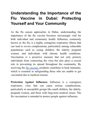 Understanding the Importance of the Flu Vaccine in Dubai_ Protecting Yourself and Your Community