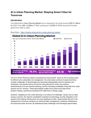 AI in Urban Planning Market: Leading the Way in Smarter Urban Solutions
