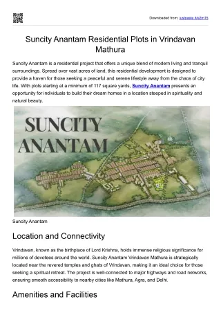 Suncity Anantam Plots and Villas Vrindavan, Mathura