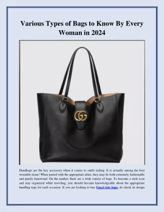 Various Types of Bags to Know By Every Woman in 2024