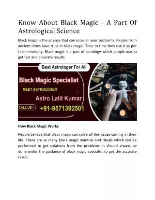 Know About Black Magic - A Part Of Astrological Science