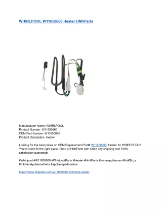 WHIRLPOOL W11650660 Heater HNKParts