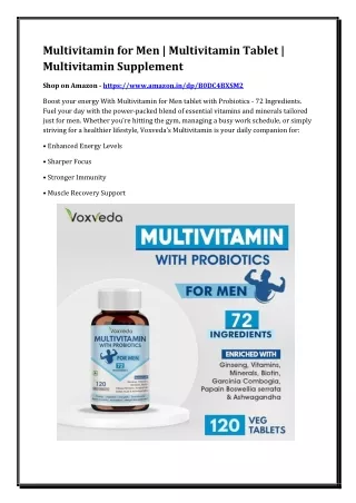 Multivitamin for Men | Multivitamin Tablet | Multivitamin Supplement