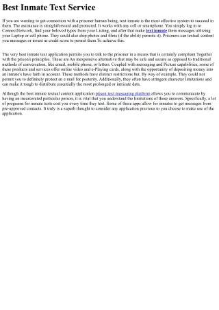Ideal Inmate Textual content Company