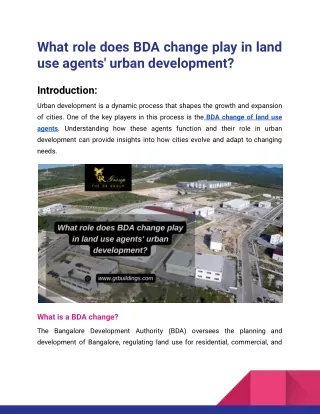 What role does BDA change play in land use agents' urban development_GR Group