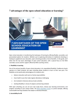 7 advantages of the open school education or learning_Aug24