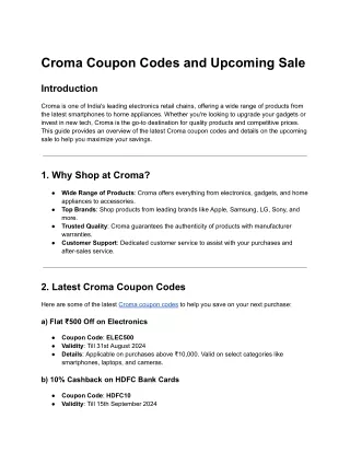 Croma Coupon Codes and Upcoming Sale