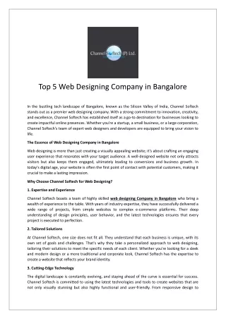 Top 5 Web Designing Company in Bangalore